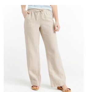 LL Bean women's 100% linen pants, size 10. Natural oatmeal color.